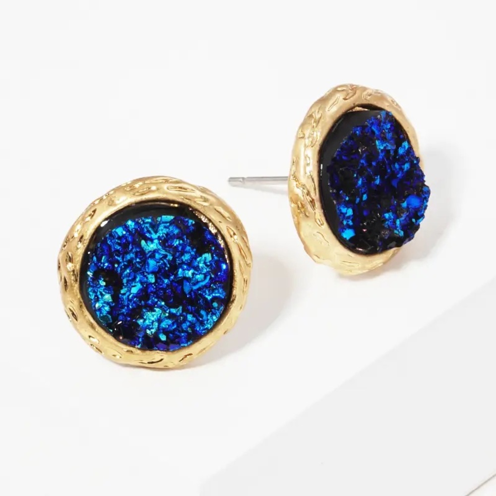Simulated Druzy Stud Earrings
